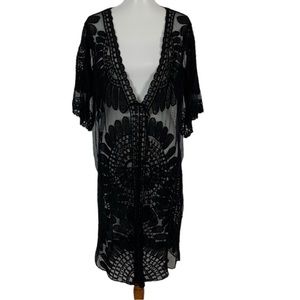 sexy gorgeous Dasayo Women’s Beach Coverup Black One Size Lace See Through EUC